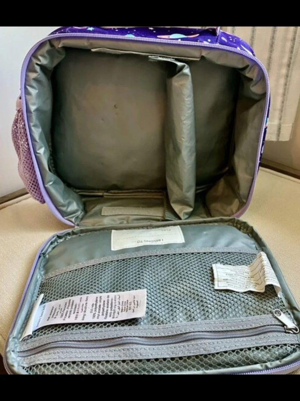 Pottery Barn Kids -Space Print Purple Large Backpack & Lunchbox Set